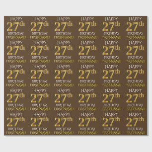 Papier Cadeau Brown, Faux Gold "HEUREUX 27ème anniversaire"