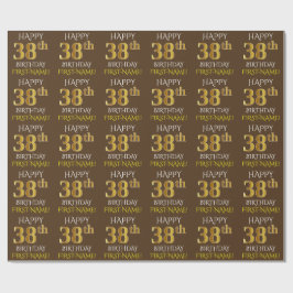 Papier Cadeau Brown, Faux Gold "HEUREUX 38e ANNIVERSAIRE"