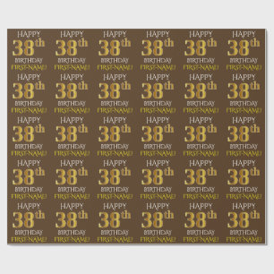 Papier Cadeau Brown, Faux Gold "HEUREUX 38e ANNIVERSAIRE"