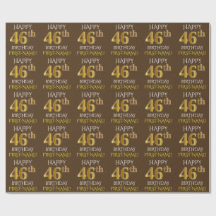 Papier Cadeau Brown, Faux Gold "HEUREUX 46ème anniversaire"