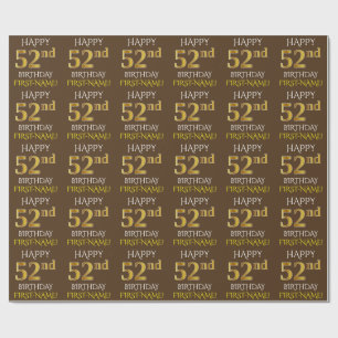 Papier Cadeau Brown, Faux Gold "HEUREUX 52e anniversaire"
