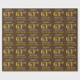 Papier Cadeau Brown, Faux Gold "HEUREUX 63e anniversaire"