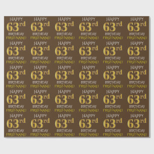 Papier Cadeau Brown, Faux Gold "HEUREUX 63e anniversaire"
