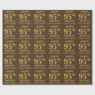 Papier Cadeau Brown, Faux Gold "HEUREUX 95e anniversaire"