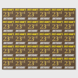 Papier Cadeau Brown, Faux/Imitation Gold, "23e anniversaire"