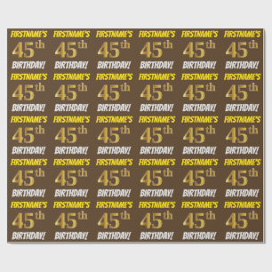 Papier Cadeau Brown, Faux/Imitation Gold, "45e anniversaire"