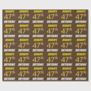 Papier Cadeau Brown, Faux/Imitation Gold, "47e anniversaire"