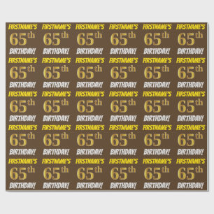 Papier Cadeau Brown, Faux/Imitation Gold, "65e anniversaire"