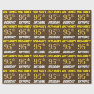 Papier Cadeau Brown, Faux/Imitation Gold, "95e anniversaire"
