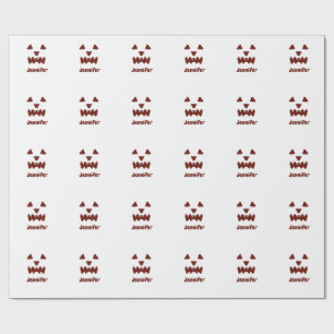 Papier Cadeau Brown Halloween effrayant visage chute ajouter nom