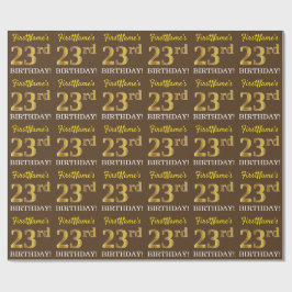 Papier Cadeau Brown, Imitation Gold Look "23ème anniversaire"