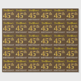 Papier Cadeau Brown, Imitation Gold Look "45e anniversaire"