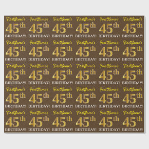Papier Cadeau Brown, Imitation Gold Look "45e anniversaire"