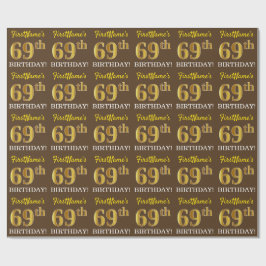 Papier Cadeau Brown, Imitation Gold Look "69e anniversaire"