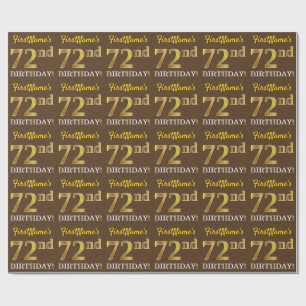 Papier Cadeau Brown, Imitation Gold Look "72e anniversaire"