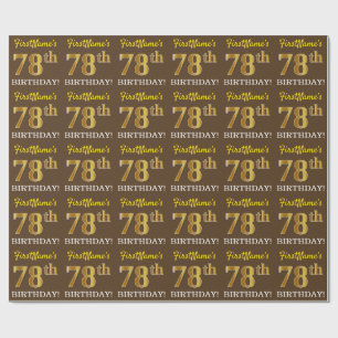 Papier Cadeau Brown, Imitation Gold Look "78e anniversaire"