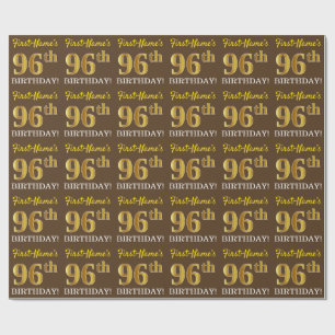 Papier Cadeau Brown, Imitation Gold Look "96ème anniversaire"