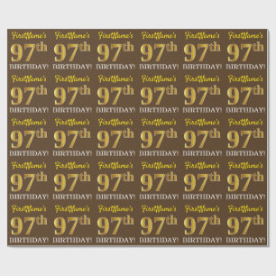 Papier Cadeau Brown, Imitation Gold Look "97e anniversaire"