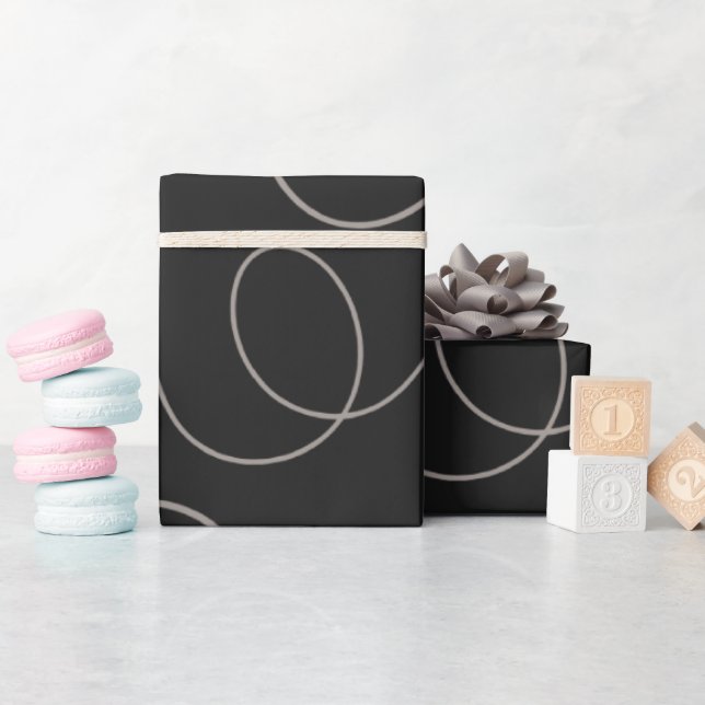 Papier Cadeau Brown lignes pointes Motif noir (Baby Shower)