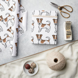 Papier Cadeau Brown Manteau rond Jack Russell Terrier Chien Moti