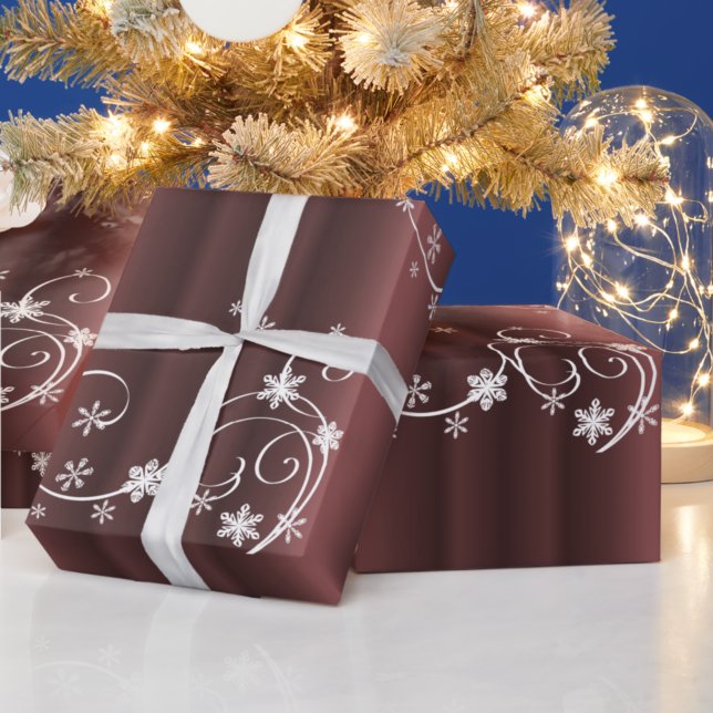 Papier Cadeau Brown métallique, Fils blancs Noël (Créateur téléchargé)