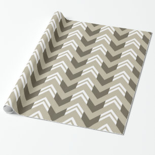 Papier Cadeau Brown moderne, beige, Motif Chevron blanc