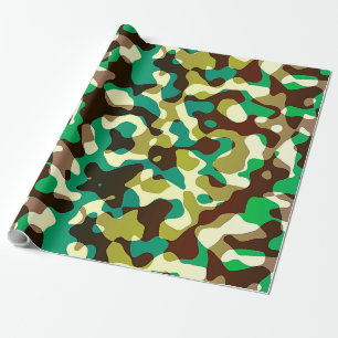 Papier Cadeau Brown noir kaki camouflage vert Motif de l'armée