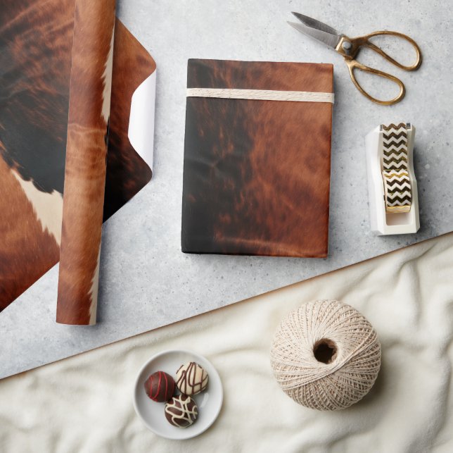 Papier Cadeau Brown Noir Noir Faux Cowhide (Artisanat)