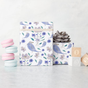 Papier Cadeau Bruant mignon avec Casquette à fleurs