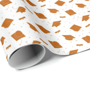 Papier Cadeau Brûlé Orange Graduation Cap Toss