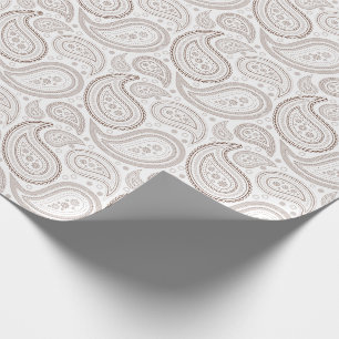 Papier Cadeau Brun de Paisley sur le papier d'emballage blanc
