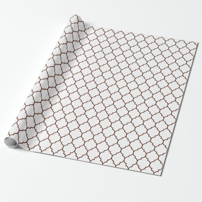 Papier Cadeau Brun de Quatrefoil de Marocain sur le papier (Déroulé)
