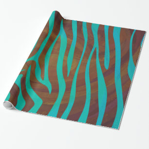 Papier Cadeau Brun de zèbre et copie turquoise