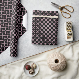 Papier Cadeau brun noir poka dot vérifier la mode motif