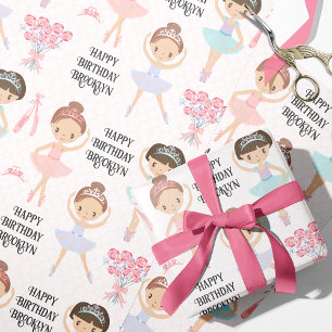 Papier Cadeau Brunette Ballerina Personnalisée