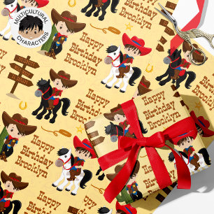 Papier Cadeau Brunette Cowboy Papier d'enveloppement personnalis