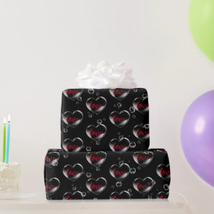 Papier Cadeau Bubble Heart with Love Text