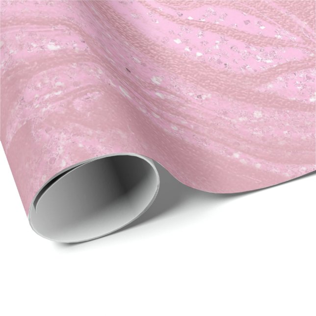 Papier Cadeau Bubble rose gomme Blush Verre de marbre moulé Abst (Coin rond)