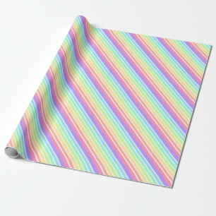Papier Cadeau Bubblegum arc-en-ciel et bandes blanches