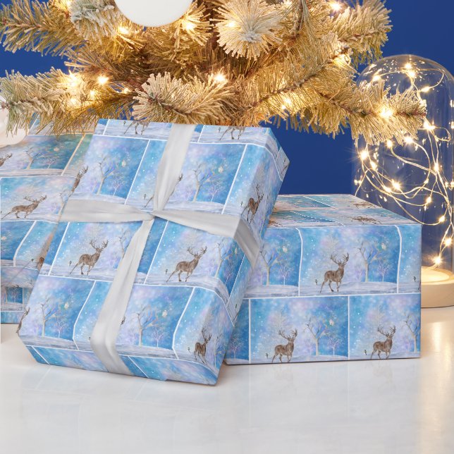 Papier Cadeau Buck Deer et Snowy Owl (Vacances)