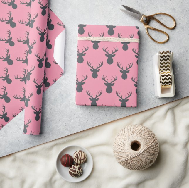 Papier Cadeau Buck Silhouettes on Pink (Artisanat)