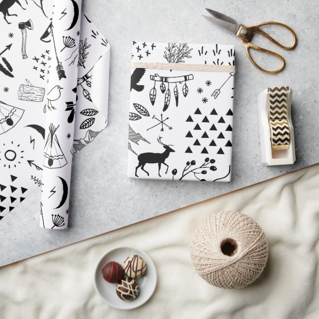 Papier Cadeau Buffalo Adventures Motif Black ID599 (Artisanat)