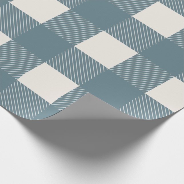 Papier Cadeau Buffalo Check Blue Simple Style Noël (Coin)