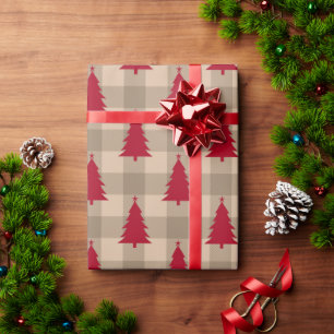 Papier Cadeau Buffalo Check Plaid PaysArbre de Noël