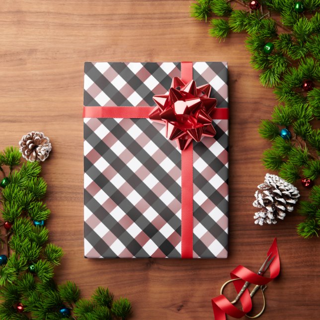 Papier Cadeau Buffalo Check Red et Black Farmhouse Noël (Cadeau de vacances)