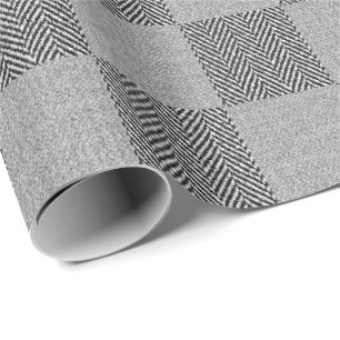 Papier Cadeau Buffalo Plaid À damiers tissu noir et blanc
