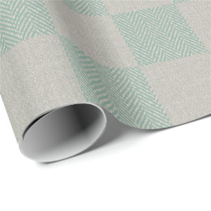 Papier Cadeau Buffalo Plaid À damiers tissu Seafoam et Grey