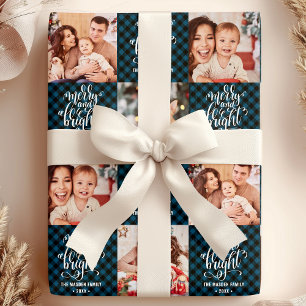 Papier Cadeau Buffalo Plaid Joyeux Et Lumineux Photo De Noël