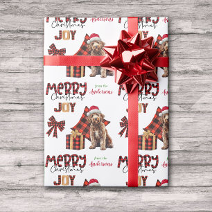 Papier Cadeau Buffalo Plaid Labradooda Chien Noël