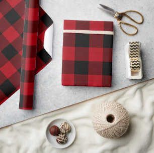 Papier Cadeau Buffalo Plaid rouge et noir ID603